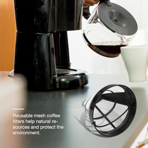 2 Pack Reusable Black Coffee Filter | Permanent Mesh Filter for 8-12 Cups | Washable Coffee Basket with Handle for Brew Machines - Image 3