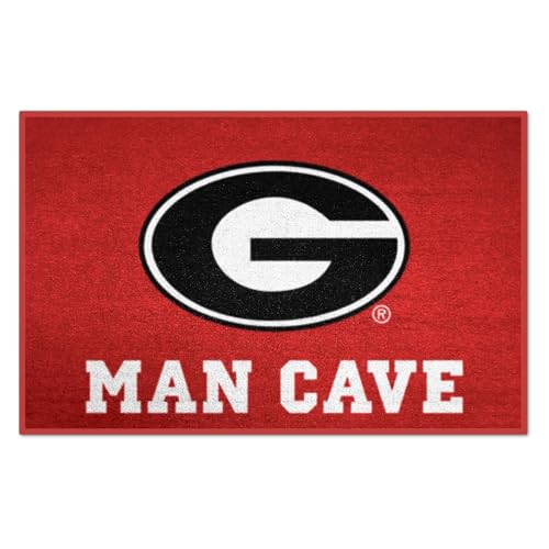 FANMATS 14636 NCAA - Georgia Bulldogs Man Cave Starter Mat Accent Rug - 19in. x 30in. | Sports Fan Home Decor Rug and Tailgating Mat - Red, G Logo