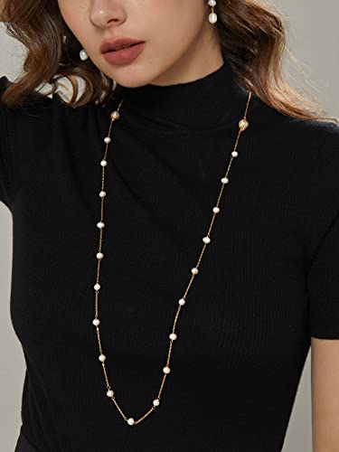 Baroque Freshwater Pearl Strand Long Shell Necklace 40’’ Gold For Women #TOP2
