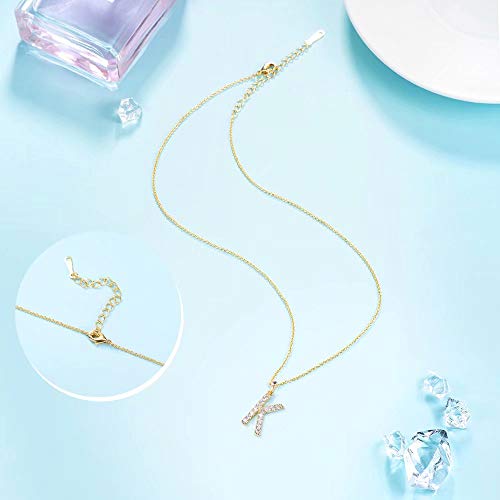 Tarsus K Initial Letter 14K Gold Plated Alphabet Pendant Necklace Monogram charm cubic zirconia Jewelry Gifts for Women Teen by Tarsus - Used condition - Image 5
