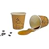 Palucart 100 Bicchieri Di Carta Per Caffè 90ml – Colore Avana Con Grafica Chicco Di Caffè, Biodegradabili + 100 Palette In Legno Di Betulla - 2