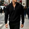 Sudadera de pana para hombre, manga larga, cuello alto, cremallera 1/4, térmica 6