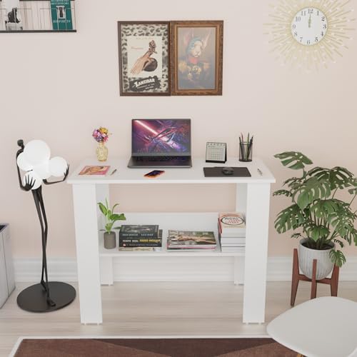 Spyder Craft Genesis Engineering Wood Modern Office Desk Study Table Computer Table for Office Work from Home Kids Study Room Workstation Color -White (White)