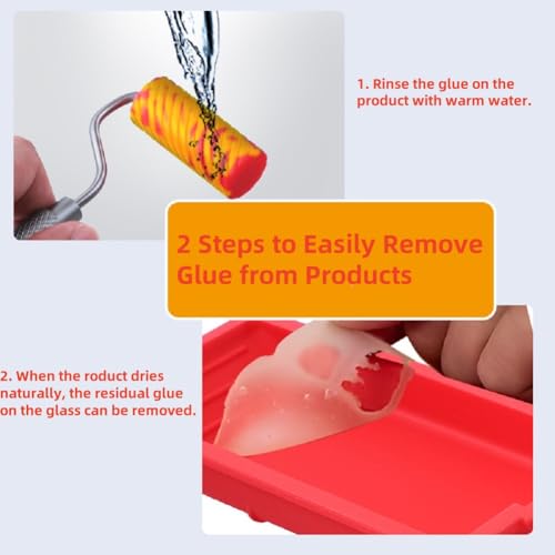 RANJIMA Leimroller Holzleim mit Silikon Farbwanne, Wiederverwendbare Leimwalze Leimpinsel Leimspender für Handwerk, Holzbearbeitung und Größere Klebeprojekte, Schnell und Gleichmäßig Auftragen, Rot