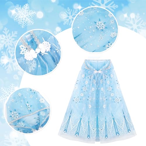 Capa con capucha princesa copo de nieve azul talla 4-8 miniatura 3