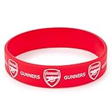 Bracelet officiel Arsenal FC en silicone rouge avec blason du club et texte Gunners – Produit de football