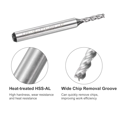 Image of uxcell 4pcs HSS-AL 1 /8 inch Cutting Dia 1 /4 inch Shank 4 Flutes End Mill Milling Cutter Router Bits Upcut Spiral Milling Cutter Tool for Wood PVC MDF Engraving