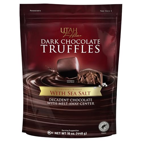 Utah Truffles Dark Chocolate Truffle, Individually Wrapped, Naturally Gluten Free, Gourmet Smooth Truffles 16oz, 34pieces