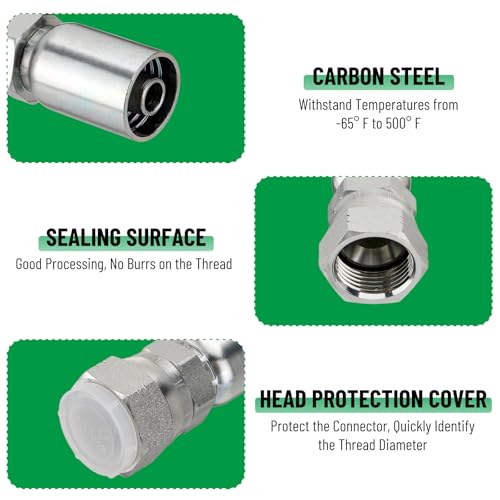 Image of 12 Pack Hydraulic Hose End Fittings: 1 /2 inch I.D. Hose x 3 /4 inch JIC 37 Female Swivel Crimp Fittings With Protection Cover