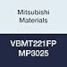 Mitsubishi Materials VBMT221FP MP3025 Cermet VB Type Positive Turning Insert with Hole, General Cutting, Coated, Rhombic 35?, 0.25" IC, 0.125" Thick, 0.016" Corner Radius, FP Breaker (Pack of 10)