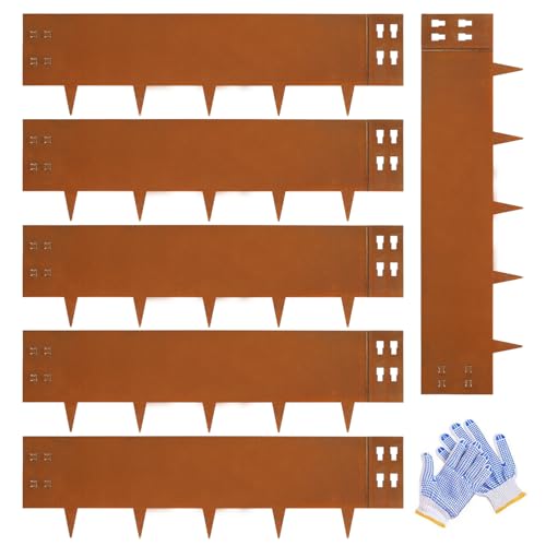 Corten Steel Edging Steel Landscaping Edging 40 Inch Strips 12 Inch Depth Garden Landscape Edging Metal Border Edge Rusted for Yard Lawn Outdoor Flower Plant 6 pcs by GZGNEEVL