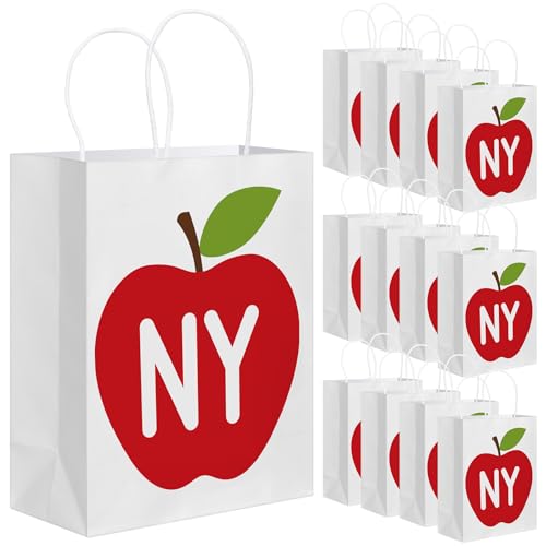 Sacs cadeaux en papier kraft blanc NYC Kolldenn | Lot de 12 grand format 21x27x11 cm