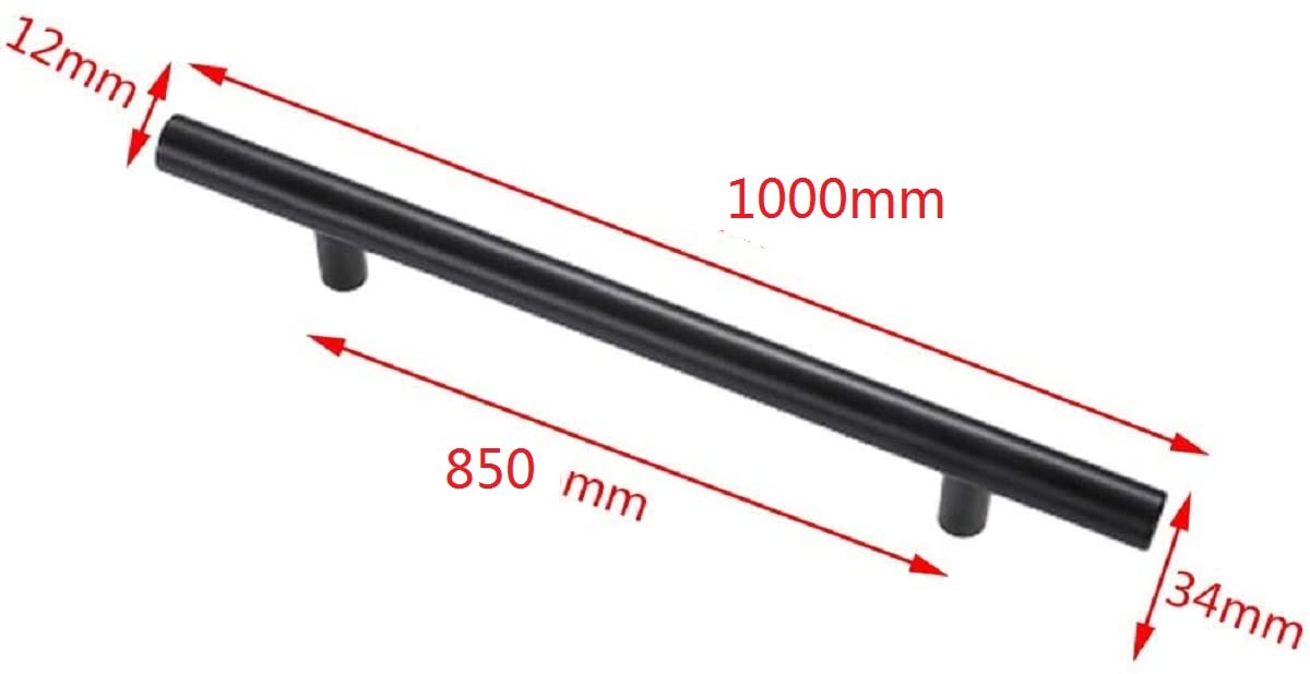 Unifizz Cabinet Pull for Cupboard, Wardrobe, Wine Cabinet, Locker, Drawer, Wooden Case, Aluminum Kitchen Door Handle T Bar Handle, Pull Handle 1000mm Length (Hole Centers 850mm), 1 Pack, Black