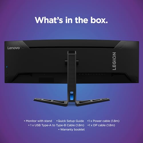 Image of Lenovo Legion R45w-30 Gaming Monitor, 44.5 inch 32:9 Curved, DualQHD Resolution, 170Hz Refresh, 1ms MPRT, AMD FreeSync Premium Pro, HDR400, KVM, USB-C, RJ45, Lift /Tilt /Swivel Stand, 450 nits, Black
