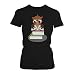 Produktbild Fashionalarm Damen T-Shirt - Lese Eule | Fun Shirt mit Motiv als Geburtstag Geschenk Idee Bücherfreunde Buchliebhaber Bücherwurm Lesen Schule, Farbe:schwarz;Größe:XL