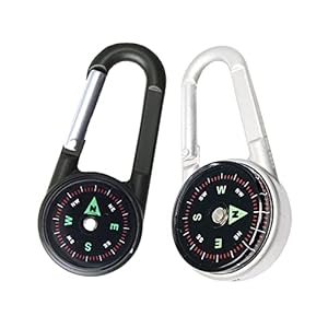Carabiner Clip On Compass Hiking – Compact Compass Keychain Backpacks | Small Pocket Magnetic Compass Keychain for Kids – Hiking Compass Thermometer | Keyring Keychains Outdoor Survival Camping 2 Pcs