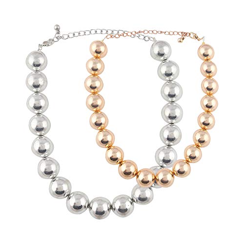 Ashi's Collection Stunning & Brilliant Ball Statement Choker Necklace Silver & Gold