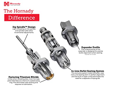 Hornady Custom Grade New Dimension 2-Die Set, 243 Win (.243) (546244) - Caliber Specific Reloading Equipment For Handloaders With Full Length Sizer Die, Seating Die, Sure-Loc Rings, & Storage Box #TOP2