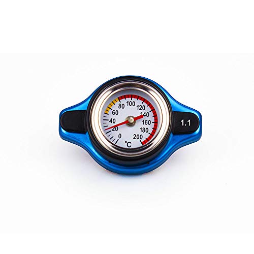 MUGE ラジエター キャップ 水温計付き 水の圧力定格 ドレスアップ 汎用 簡単取付 ブルー (1.1k)