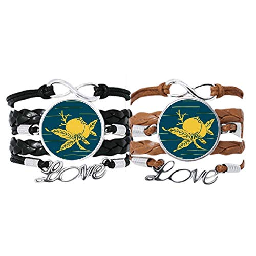 Bracelet amour couple cuir jaune ajustable à motif peinture de pêche