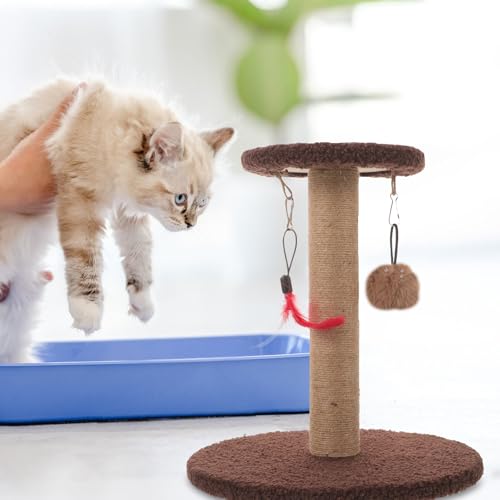 Rascador para gato Toyvian poste de sisal con juguete colgante miniatura 6