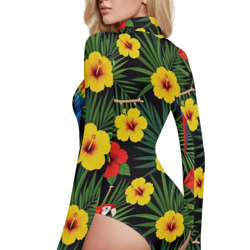 Mameluco de manga larga para mujer con diseño de loro tropical GuoChe 3