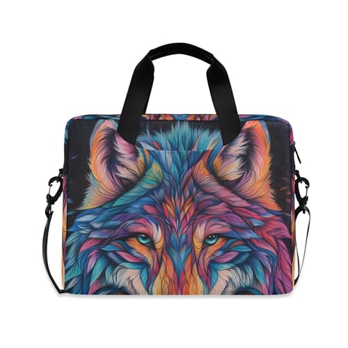 Funda para portátil con diseño de lobo colorido ALAZA 13-15.6 pulg miniatura 1