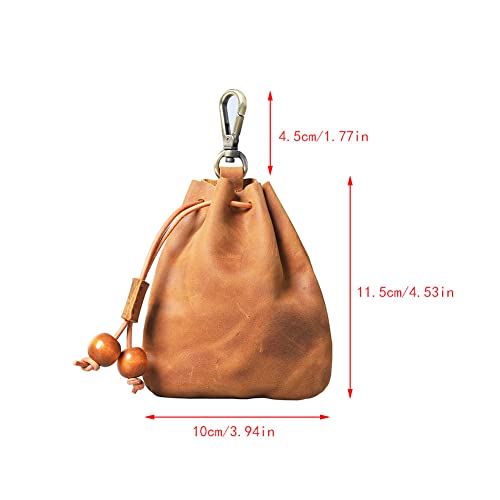 1 Pcs Leather Mini Medieval Pouch Keychain, Coin Organizer, Change Holder, Leather Drawstring Pouch for Men & Women2