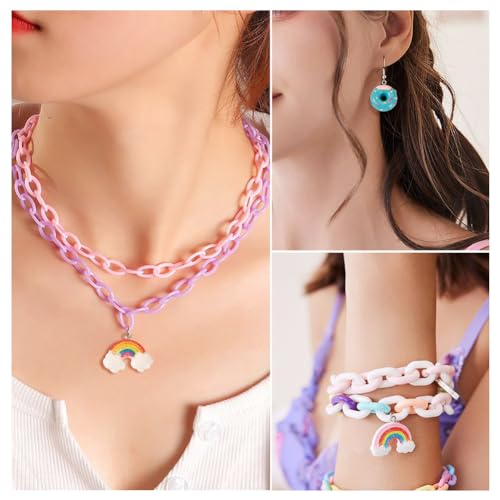 Boutigem 16Pcs Rainbow Resin Charm Sweet Candy Dangle Pendant Lollipop Rainbow Ice Cream Keychain Charm for DIY Jewelry Making - Image 3