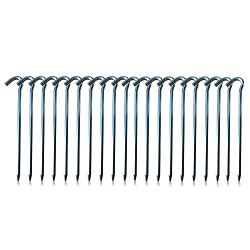 SAFACUS Zeltheringe - 20 Stück Aluminium Zeltheringe Heringe mit Haken, sechseckige Stangenpfähle Nagel Spike Garten Heringe Camping Heringe für Zelt Cover