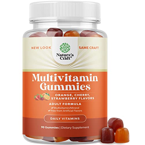 Multivitamin Gummies For Women & Men With The Perfect Blend Of Vitamin A C D E B 12 & Zinc Biotin - Gummy Vitamins For Adults To Improve Immunity & Hair Growth - 90 Halal Gluten & Gelatin-Free Gummies #TOP4
