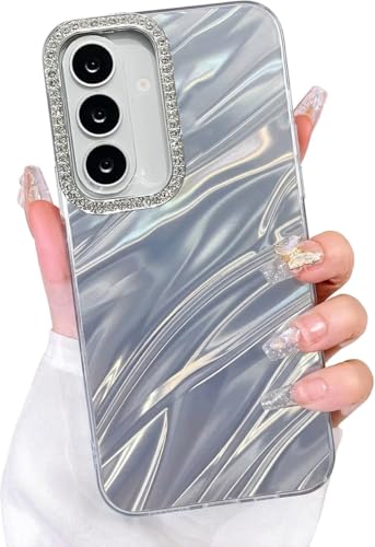 Image of Elzzi Compatible with Samsung Galaxy S26 | Marble Glossy Hard PC Samsung Galaxy S26 Back Cover with Diamond Camera Protector | Ultra Stylish Shockproof Back Cover Case for Girls Women-Sky
