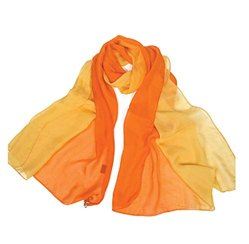 Forever Angel Women's 100% Silk Chiffon Sunscreen Shawls Wraps Oblong Gradient Scarf