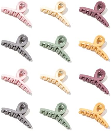 Hair Claw Clips - Jaw Butterfly Small Clips for Women and Girls - Vibrant Colours - Pack of 12 - 2.4 inch Hair Clips for Thick Thin Fine Long Hair - 12 Vibrant Matte Colours Hair Clips