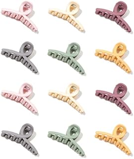 Hair Claw Clips - Jaw Butterfly Small Clips for Women and Girls - Vibrant Colours - Pack of 12 - 2.4 inch Hair Clips for Thick Thin Fine Long Hair - 12 Vibrant Matte Colours Hair Clips