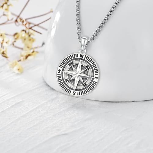 Compass Necklace for Men Women Sterling Silver Celtic Anchor Compass Pendant Graduation Friendship Travel Talisman Necklace Inspirational Gift Jewelry2