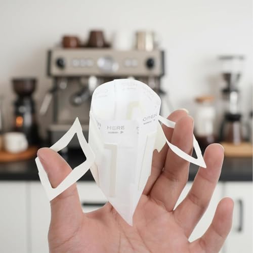 Image of Coffee Filter Bag, Coffee Filters Paper Bag, Pour Over Coffee Filter Bag for Coffee Dripper and Drip Coffee Maker, Disposable Natural Unbleached (Pack of 50 White)