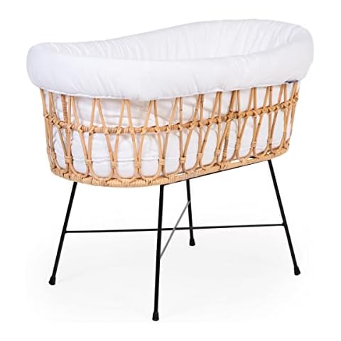 CHILDHOME, Cuna de ratán con patas metálicas y colchón Cover
