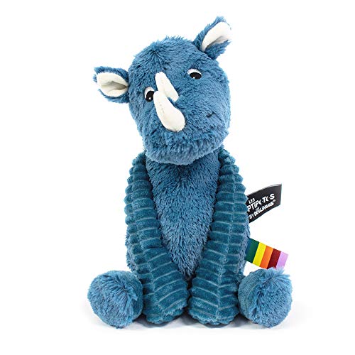 LES DEGLINGOS - PTIPOTOS - GROBISOU le Rhinocéros - Peluche Toute Douce -Idéal Cadeau Naissance - 25cm - Bleu