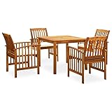 tidyard set 5 pz,da pranzo,da giardino,per esterno,con cuscini,in legno di acacia,set tavolo quadrato e 4 poltrone da pranzo da giardino per esterno in legno,set tavolo e sedie da pranzo da giardino