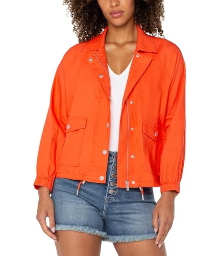 Liverpool Los Angeles Women's Raglan Sleeve Jacket With Cinch Hem, Clementine, Large