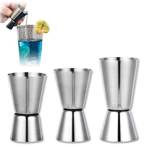 Doseur Cocktail, 3 Pièces Verre Doseur Cocktail,Double Doseur Alcool,Ensemble De Jigger Cocktail pour Bar Fête Barman Professionnel (15/30 ML, 20/40 ML, 25/50 ML)
