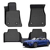 JiaHeAuto Car Floor Liner Mats Fit for BMW 3 Series G20 M3 M340i 320i 330i 2019-2024, TPE Front & Rear Auto Floor Liners All Weather Heavy Duty Black
