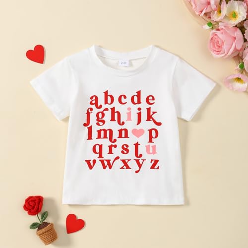 Little Girl/Boy Valentines Day Shirt I Love You Alphabet Clothes Toddler Valentines Day Outfit2