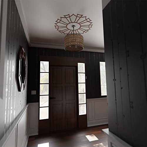 Image of Ekena Millwork 36 inchOD x 12 5 /8 inchID x 3 /8 inchT Augustus Wood Fretwork Pierced Ceiling Medallion, Walnut