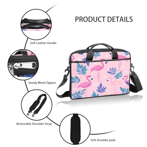 Bolso para laptop patrón de hoja de palma Flamingo 15 pulgadas miniatura 4