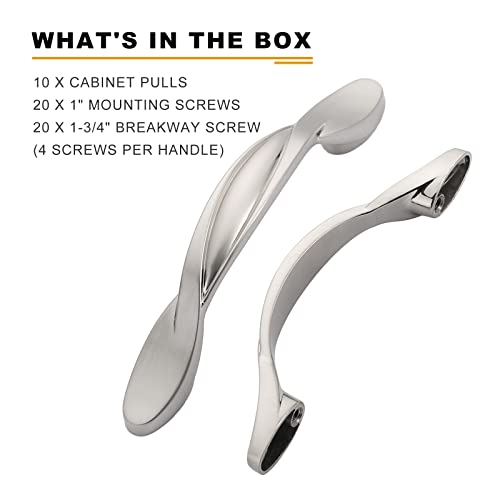 Image of Asidrama 10 Pack 3 Inch(76mm) Brushed Satin Nickel Kitchen Cabinet Handles, Cabinet Pulls Kitchen Cabinet Hardware for Cupboard Drawer Pulls