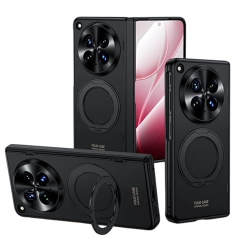 OPPO Find N6 �Ή� 360° �}�O�l�b�g��]�����O�X�^���h �q���W���S�ی� ��ʈ�̌^ �ϏՌ��}�b�g�P�[�X (�u���b�N)