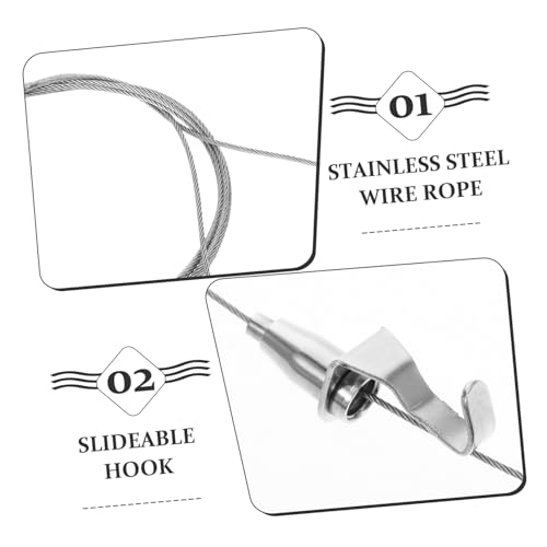 Image of VILLCASE 2Set Heavy Duty Picture Hanging Hardware Adjustable Wire Kit with Hooks for Securely Hanging Art Photos and Mirrors for Versatile Use