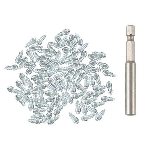Clavos para neumáticos para hielo y nieve, Clavos para neumáticos de camiones | Pernos para ruedas de motos de nieve,Perno de tornillo 100X con herramienta de instalación, picos de de acero de t